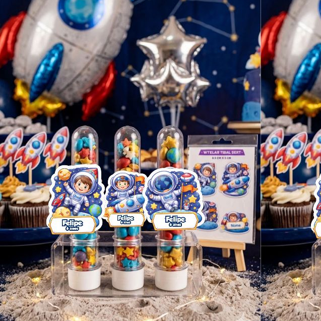Aplique 3D Astronauta para Tubete | Lembrancinhas Festa Espaço Infantil Personalizadas Lindas!!