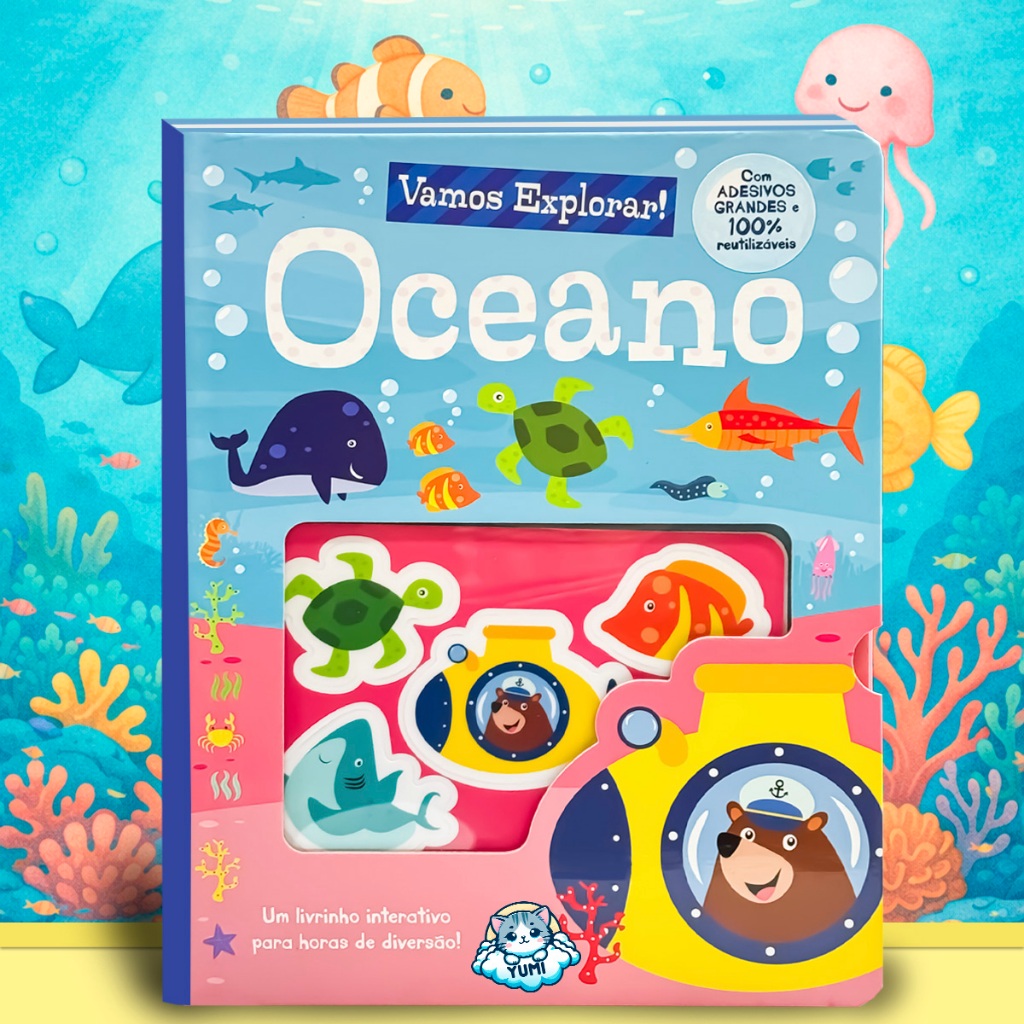 Livro Infantil Adesivos Reutilizáveis Cenários para Montar e Decorar Adesivos Fundo Do Mar Oceano