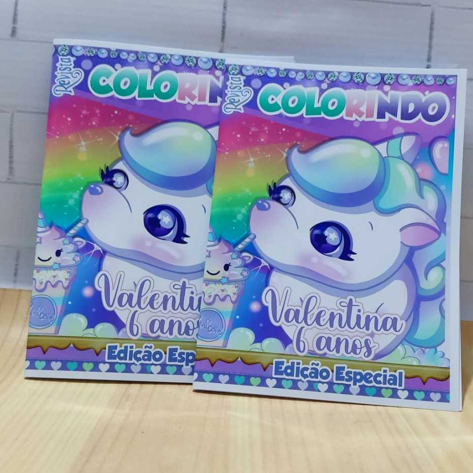 Revistinha de Colorir Personalizada Unicornio Cute – Lembrancinha de Aniversário Infantil