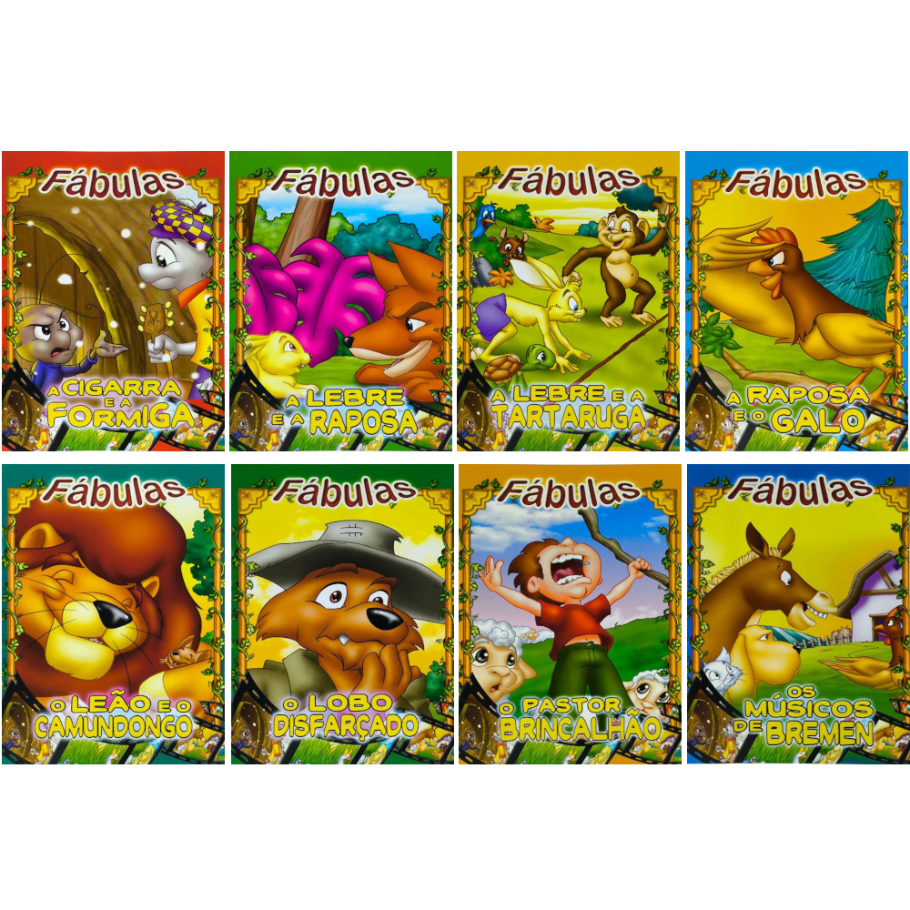 Kit Com 5, 4 ou 3 Fábulas - Livro Infantil - 18x13 cm - 10 Páginas - Escritos em LETRA DE FÔRMA!