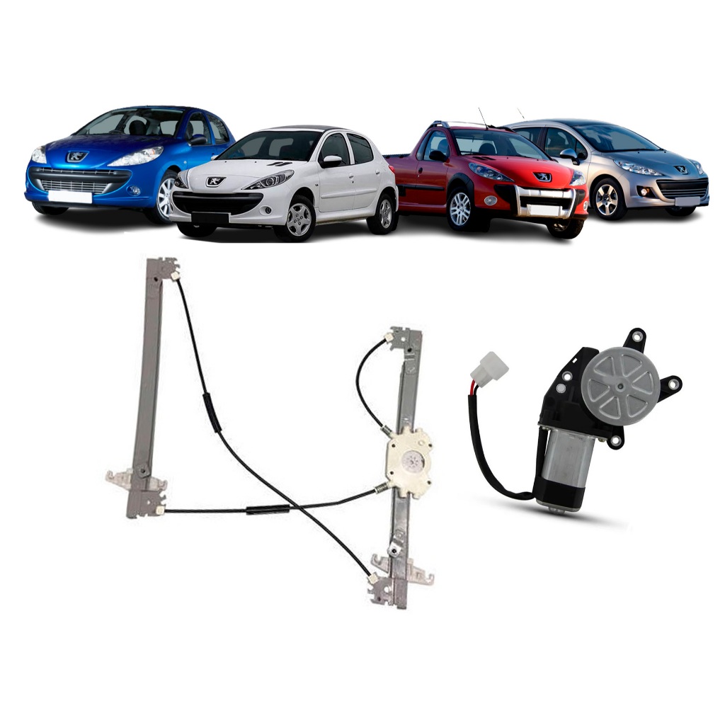 Maquina Vidro Elétrico Dianteiro C/motor Peugeot 206 207 Hoggar Fixação Mabuchi