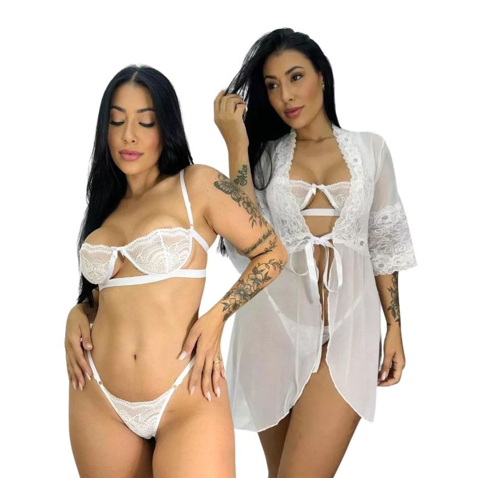 Robe Tule com Conjunto Meia Taça (Gringa) – Elegância e Sensualidade