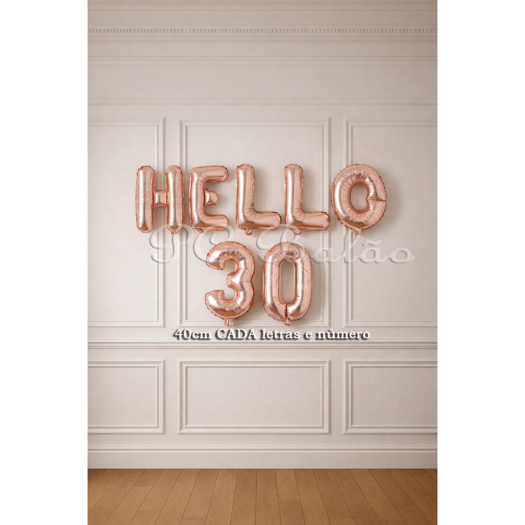 Kit 7 Balão Metalizado  HELLO 30 40cm ROSE GOLD- Aniversário de Trinta Anos FESTA DECORAÇÃO em Oferta na Shopee