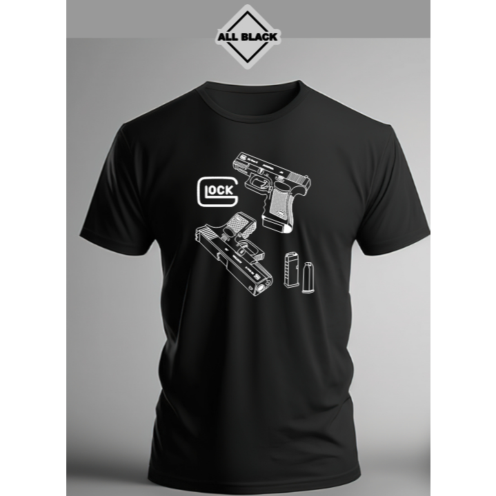 Camiseta T-shirt 100% Algodão Manga Curta Pistola Glock