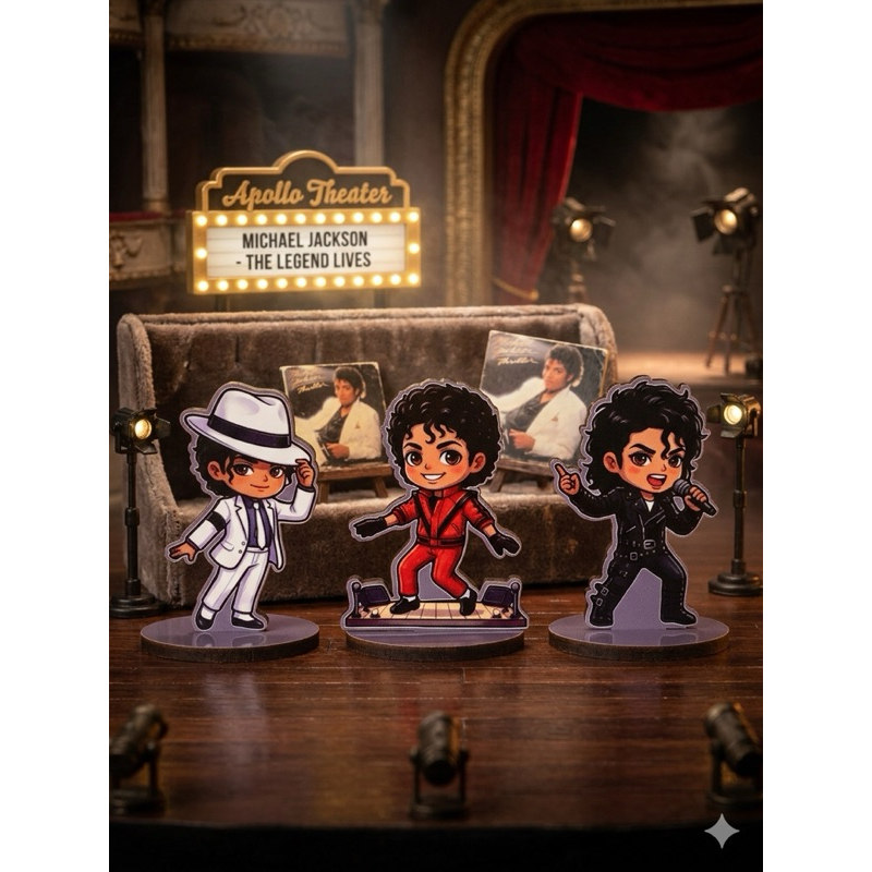 Kit Totens Michael Jackson - Miniaturas MDF 7cm - Chibi Colecionável (3, 4 ou 5 unidades)