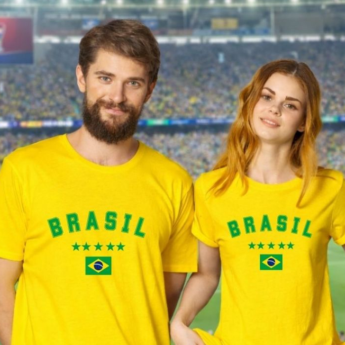 Camiseta Brasil Seleção Algodão Torcida Futebol Copa do Mundo Unissex