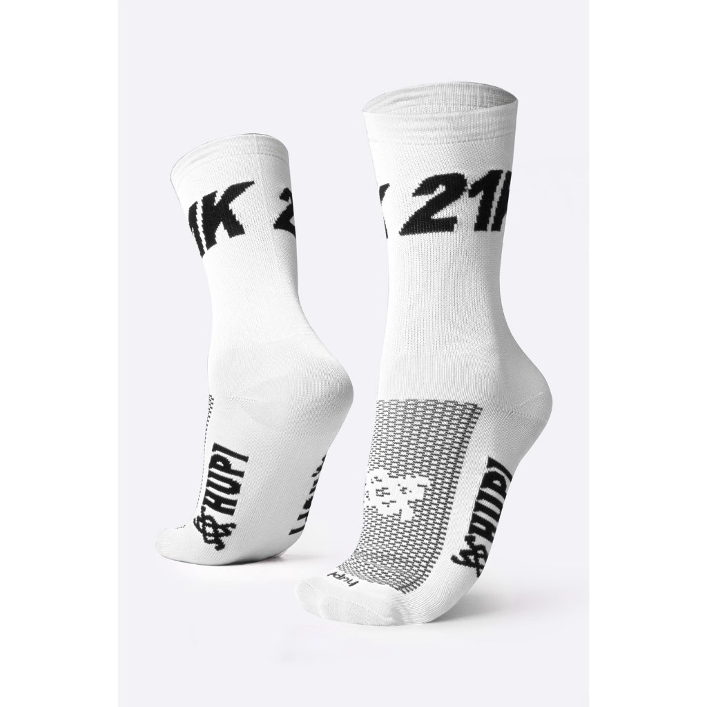 Meia Corrida HUPI 21K Branco 1 Par, Tamanho 36-42