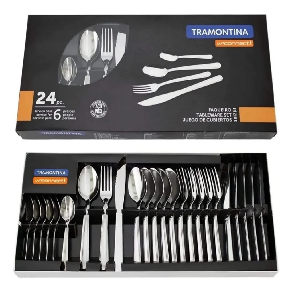 Faqueiro Jogo de Talheres Búzios 24 Peças Tramontina Aço Inox Utensílios Cozinha