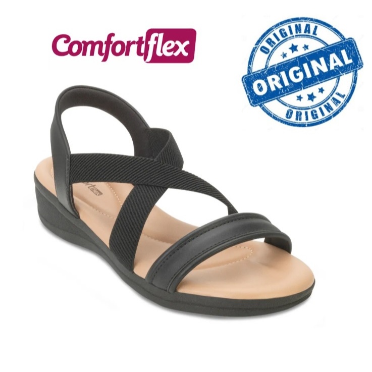 Sandália Feminina Anabela COMFORTFLEX NAPA Bless/Elástico Confortável Preto - OFERTA PROMOÇÃO 2588303O