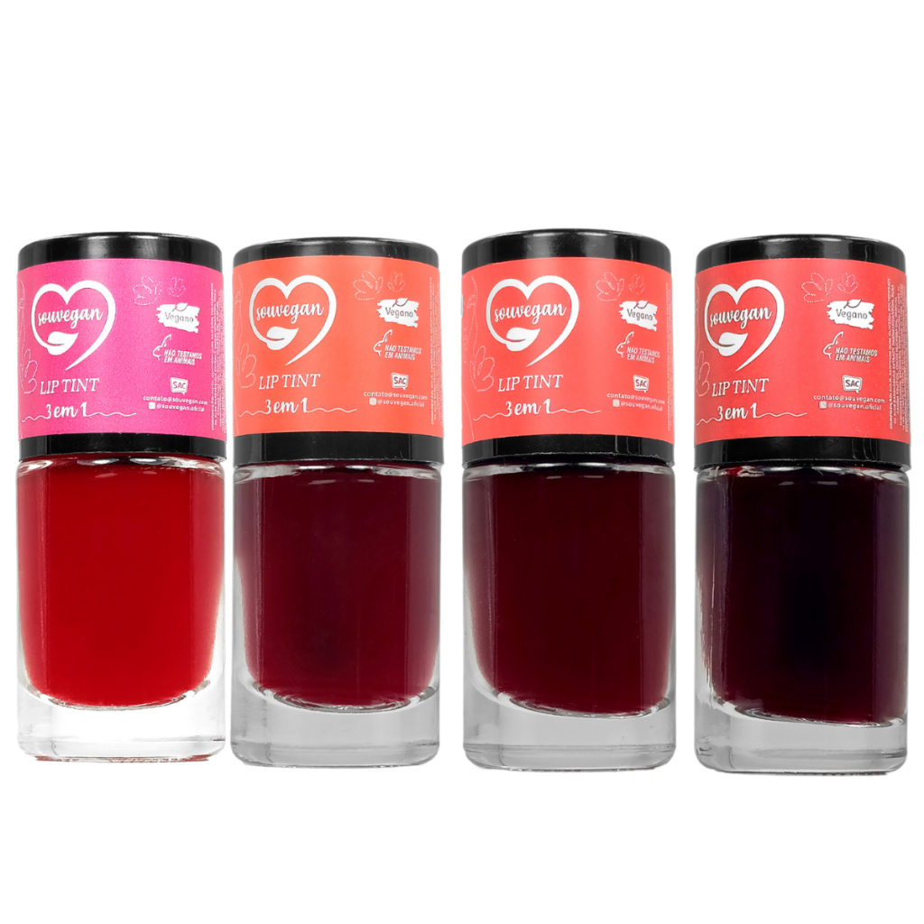 LIP TINT 3 EM 1 LONGA DURAÇÃO EFEITO COREANO 24 HORAS SOU VEGAN