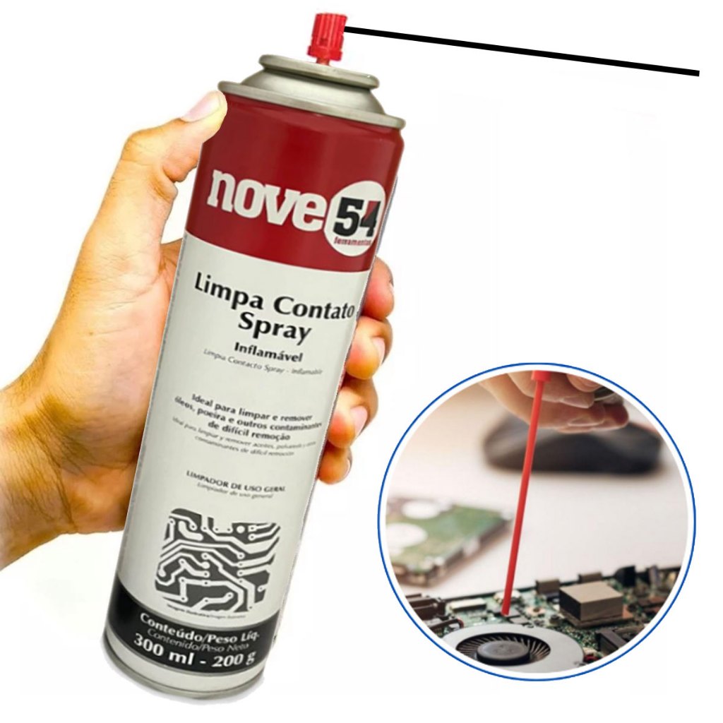 Limpa Contato Spray Para Eletrônicos em Geral 300ml Limpador