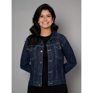 Jaqueta Jeans Premium Feminina Com Elastano Manga Longa Tradicional Premium