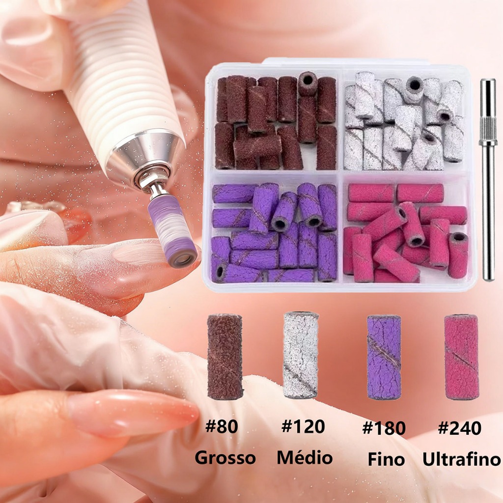 60 PCS De Faixas Lixantes Mini Com Broca, Ideal Para Manicure, Pedicure, Remoção De Gel E Modelagem De Unhas Alongadas