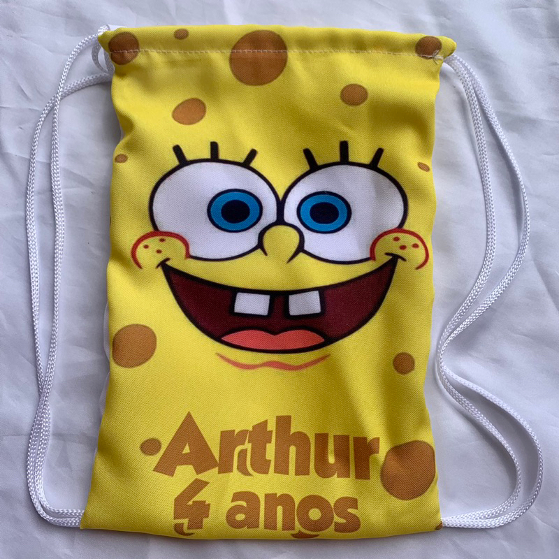 Mochilinha Surpresa Bob Esponja -  Sacochila, Sacolinha surpresa Bob Esponja -Lembrancinha Personalizada