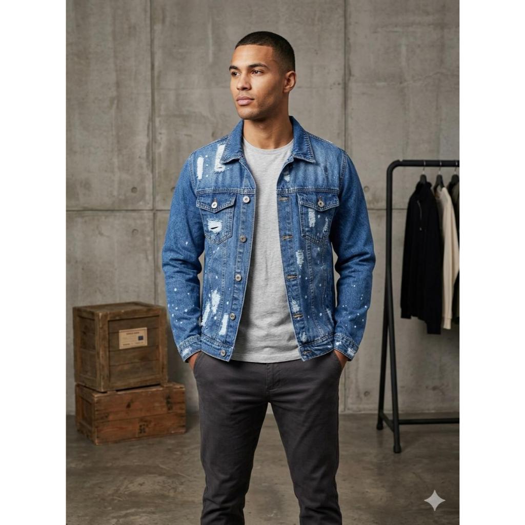jaqueta jeans premium masculina