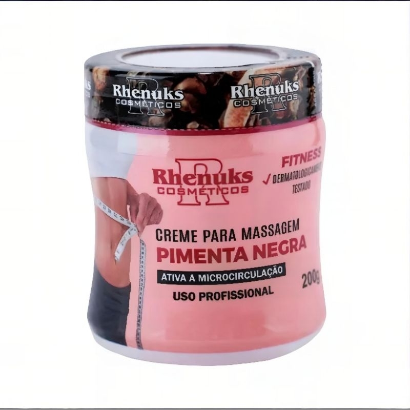 Creme para Massagem Fitness Pimenta Negra Redutor de Estrias Celulites e Gorduras Localizadas 200g Creme para Massagem Fitness Pimenta Negra Redutor de Estrias Celulites e Gorduras Localizadas 200g