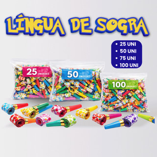 Língua de Sogra Kit 100 Unidades para Festa Aniversário Infantil Menino e Menina