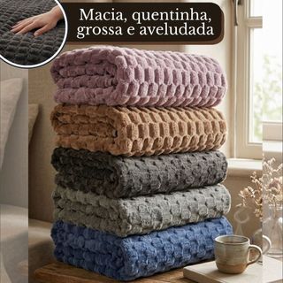 Manta Microfibra Casal Queen Grossa Macia Aveludada Cobertor Jacquard Soft Flanel Quentinha Conforto