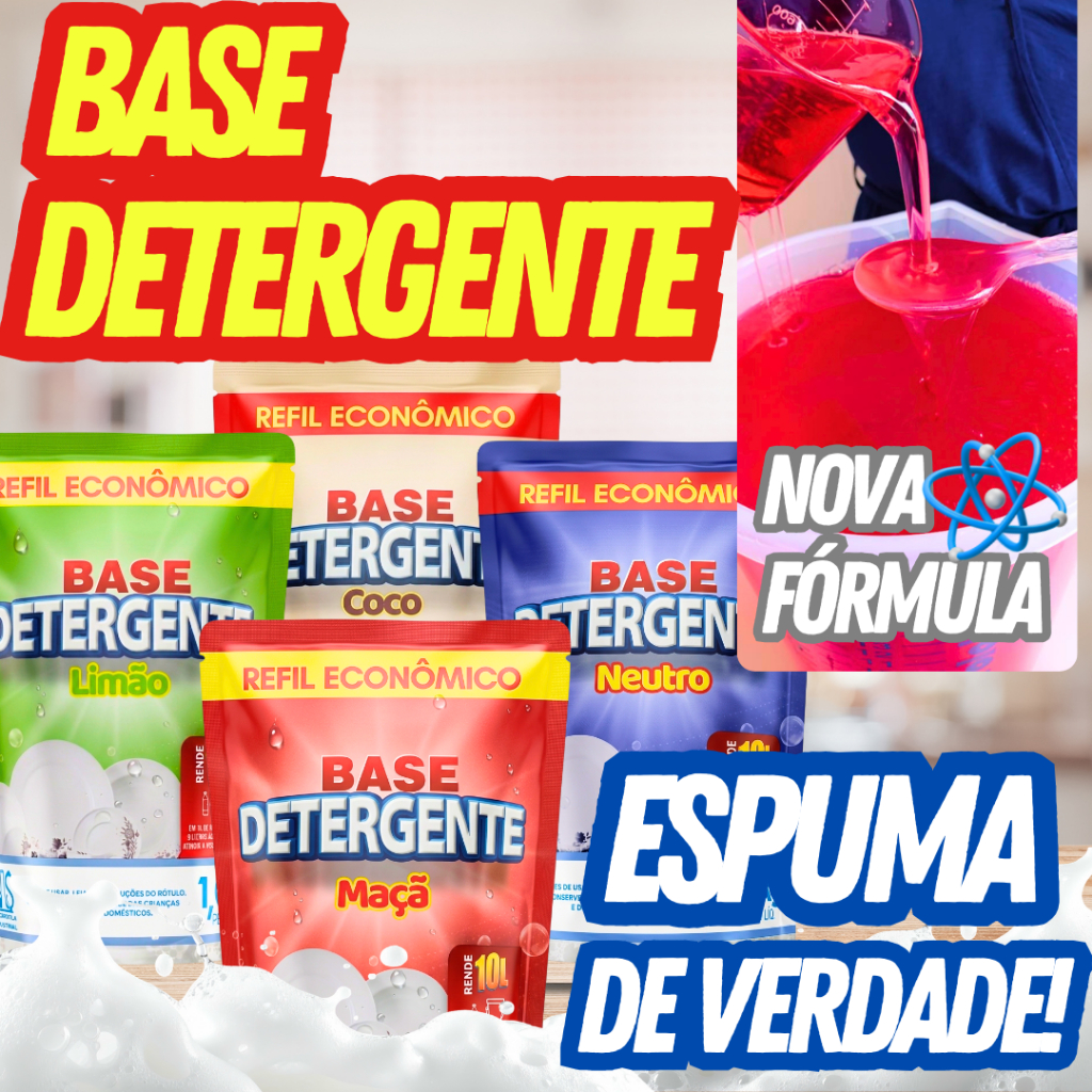 Imagem Base para Detergente Faz 10 / 20 Litros de Lava Louças Sucroquimica  Maçã Limão Coco e Neutro