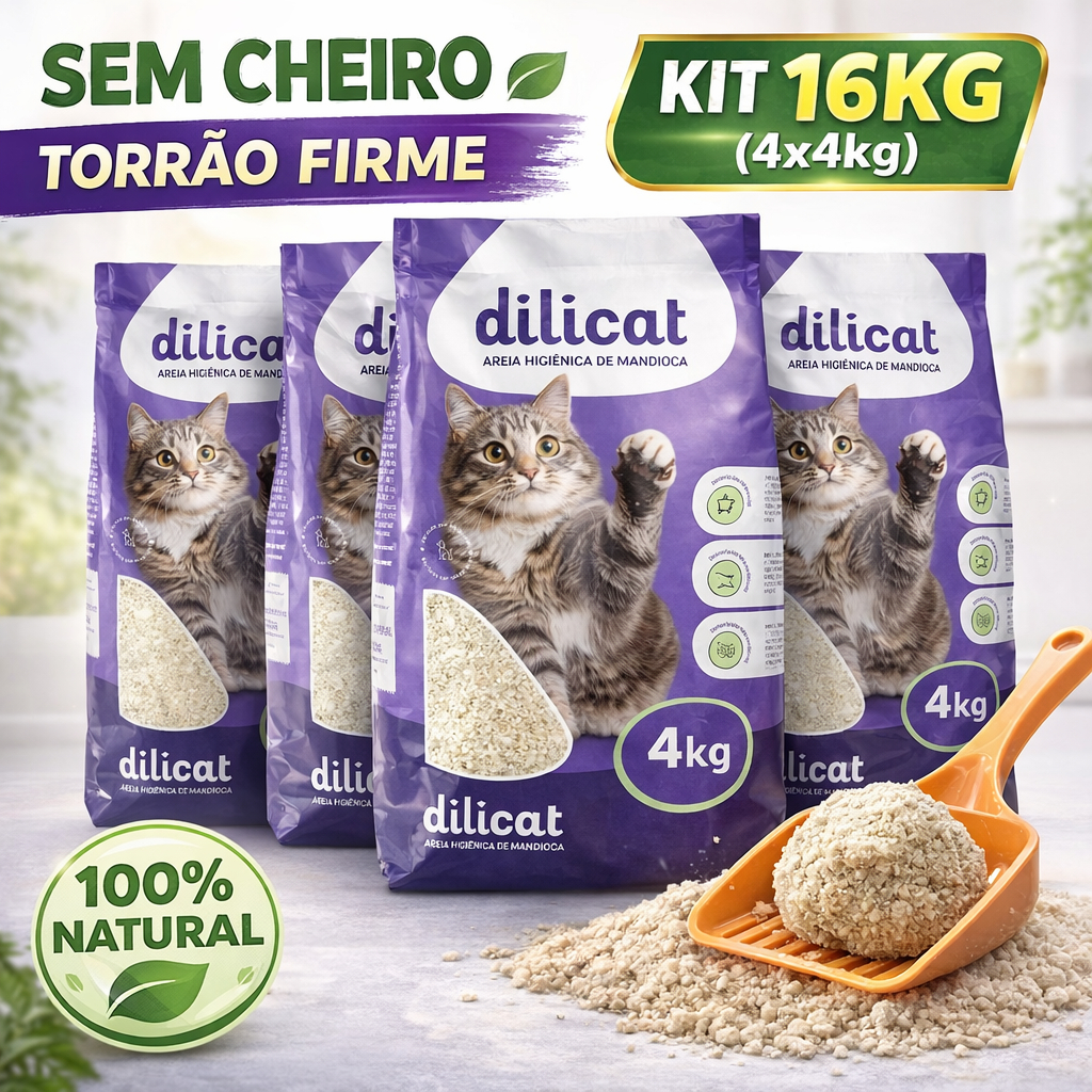 Areia para Gato de Mandioca 16 KG Bio - Max Premium - Grãos Finos