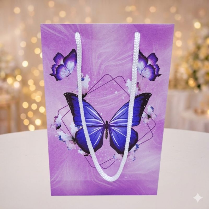 Sacolinha Sacola Personalizada Festa Jardim das Borboletas Lilás Roxo- Sacolinha Surpresa OPÇÃO PEGUE E MONTE ou MONTADA