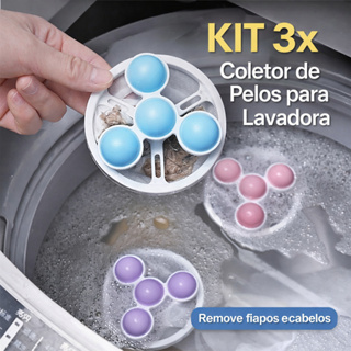 Kit 3-1 Filtro Coletor Pelos Máquina Lavar Roupa Fiapos Pet Reutilizável Flutuante Anti Pelos em Oferta na Shopee