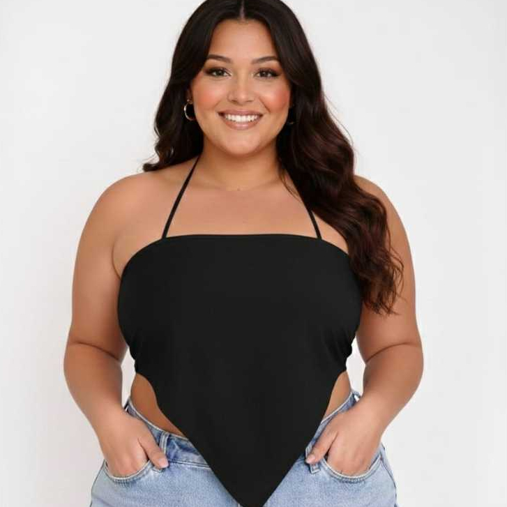 BLUSA TOP  - CROPPED  - LENÇO PLUS SIZE ESTAMPADA  E LISA FEMININA - ESTILOSA PARA O VERÃO - TENDÊNCIA - viralizado