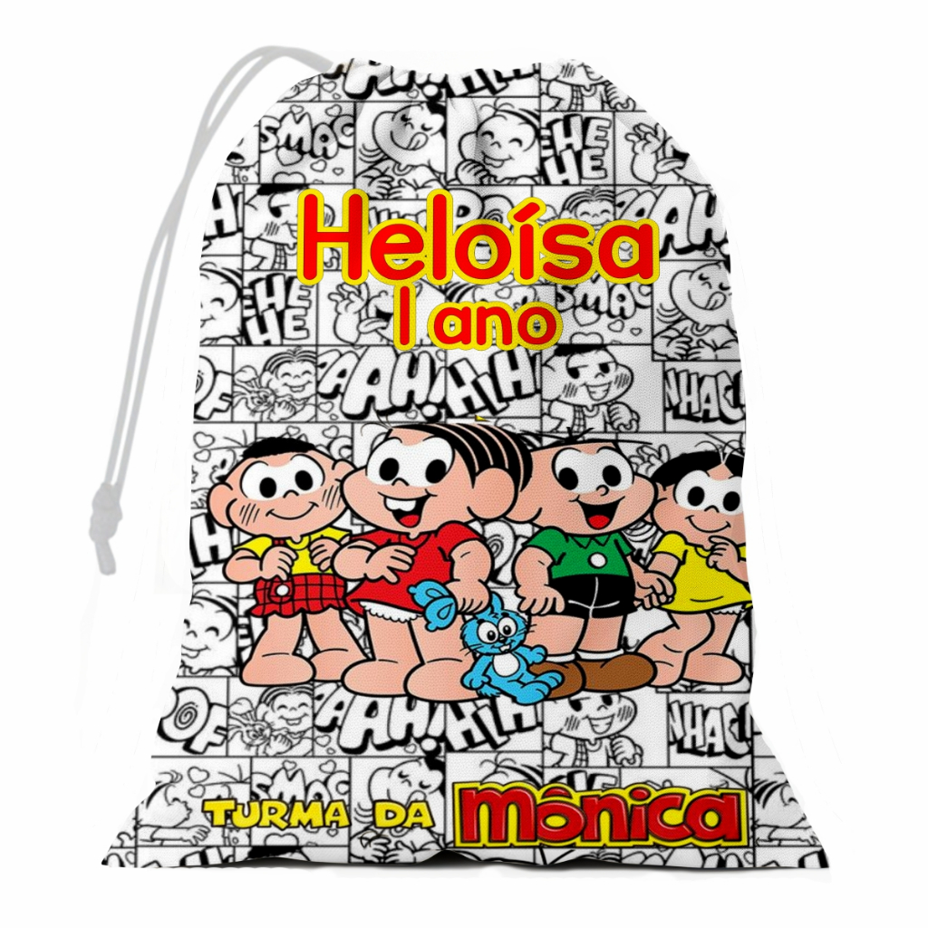 Saquinho Surpresa Turma da Monica 15x20 Personalizado com Nome e Idade Lembrancinha Festa aniversario