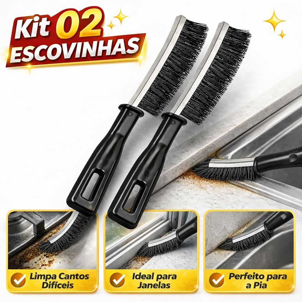 Kit 2 Escova de Limpeza Escovinha Limpa Canto Para Banheiro Janela Trilhos Azulejo Cozinha Multiuso em Oferta na Shopee