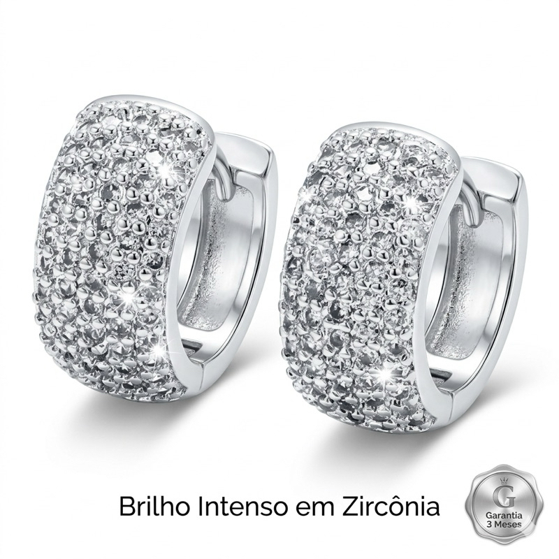 ZENITH BRINCO ARGOLA NEYMAR CRAVEJADO FOLHEADO A PRATA E OURO COM GARANTIA em Oferta na Shopee