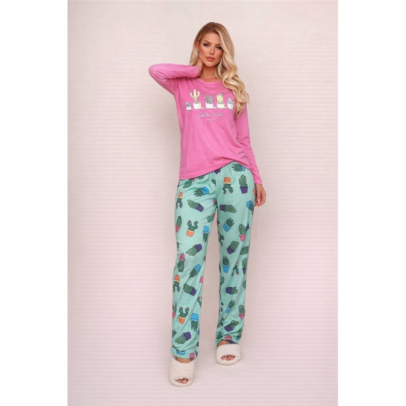 Kit 2 Pijamas Juvenil Feminino 12 14 16 Conjuntos Longos Estampados Conforto e Estilo Sortido