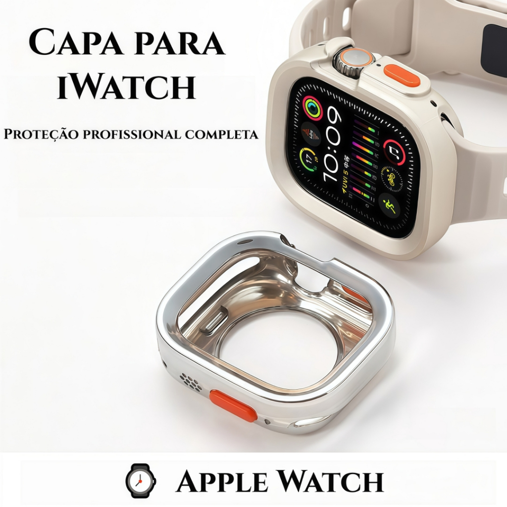Capa de silicone para relógio com cobertura total Capa para Apple Watch de 11 10 9 8 7 6 5 49/46/45/42/40/41 mm