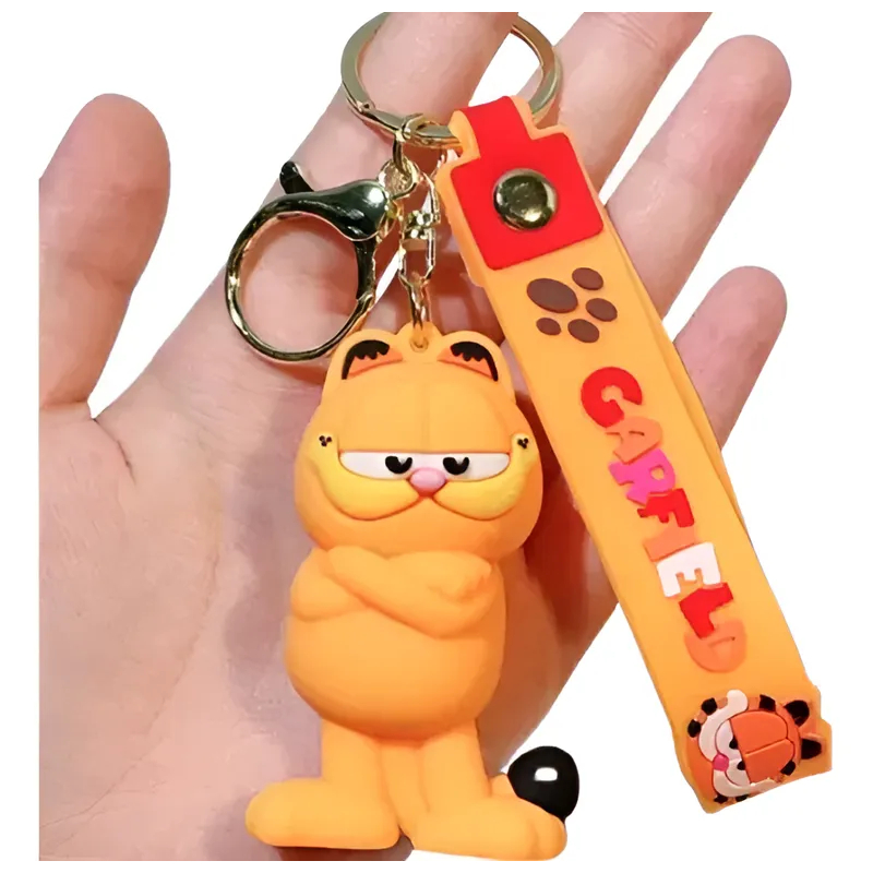 CHAVEIRO 3D GATO GARFIELD ACESSÓRIO CHAVE DE CARRO BOLSA MULTIUSO COLEÇÃO PERSONAGENS DESENHOS ANIMADOS RS PORTA CHAVE C