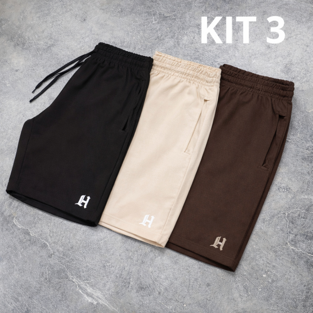 Kit 3 Shorts Tactel Masculino