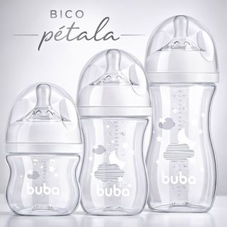 Mamadeiras Buba Bebe 120/270/330ML Easy Flow Bico de Silicone Pétala Nuvem Ou Elefantinho
