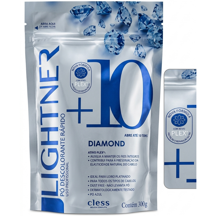 Pó Descolorante Lightner Diamond +10 Tons Cless- 300g (Kit com Até 2 Unidades)