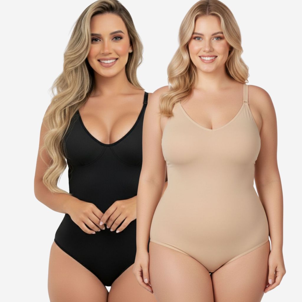 Kit 1 e 2 Body Modelador Segunda Pele Alta Compressão Veste P ao 52 Sem Bojo Com Alça Larga