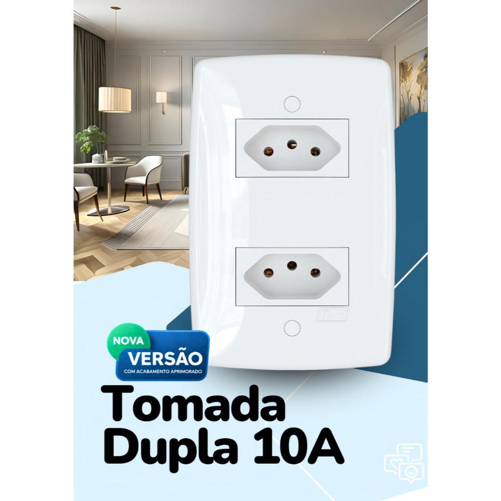 Tomada Dupla 10A Blux Linha Finesse Branco 4x2 250V