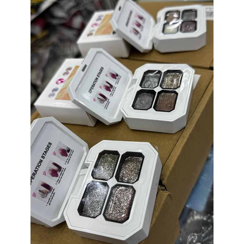 Paleta paint aquarela com 04 cores glitter fino/grosso unhas - nails nail art