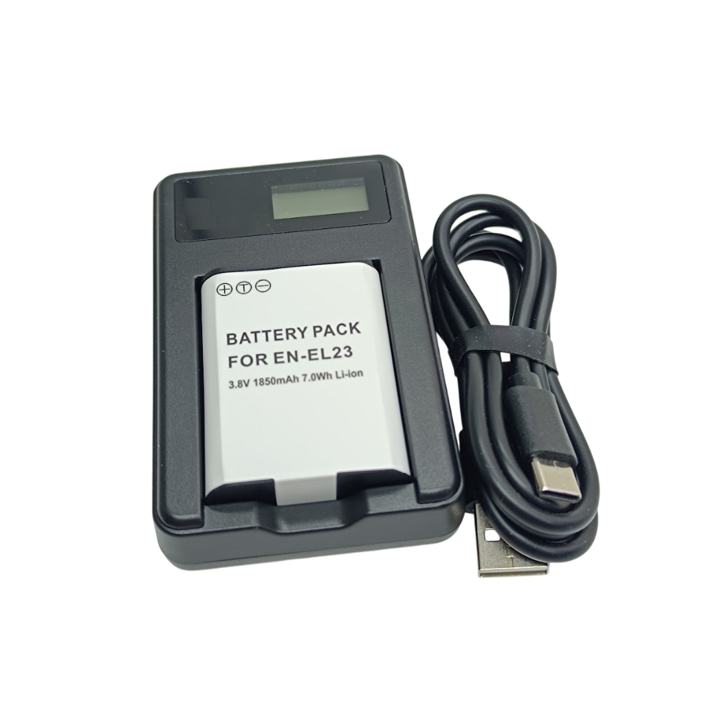 Carregador Usb + En-el23 Para Nikon Coolpix P900 P600 P610 S810c B700