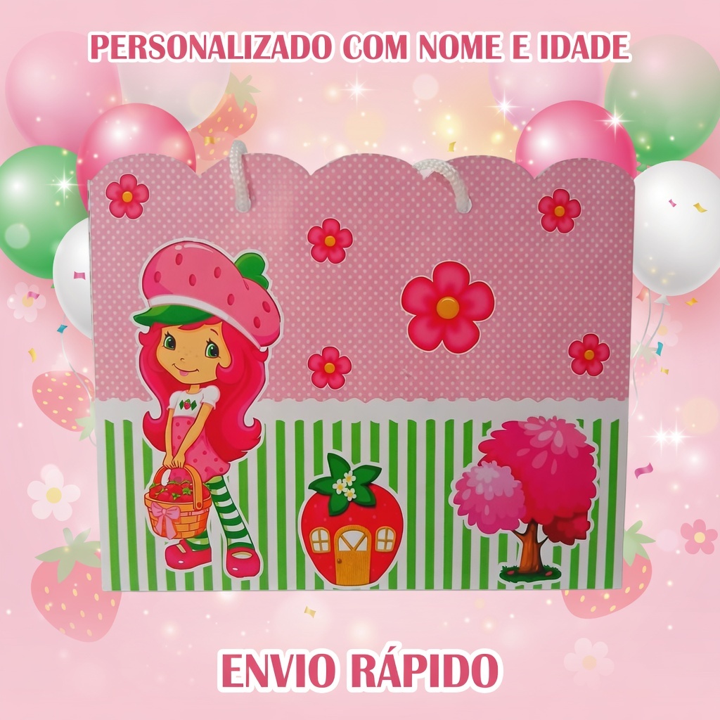 Sacolinha Surpresa Personalizada Moranguinho Adulta | Lembrancinha de Aniversário - Tam G - PEGUE E MONTE