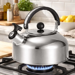 Chaleira Inox 2L com Tampa Alça Térmica e Apito para Café Cha Bebidas em Oferta na Shopee