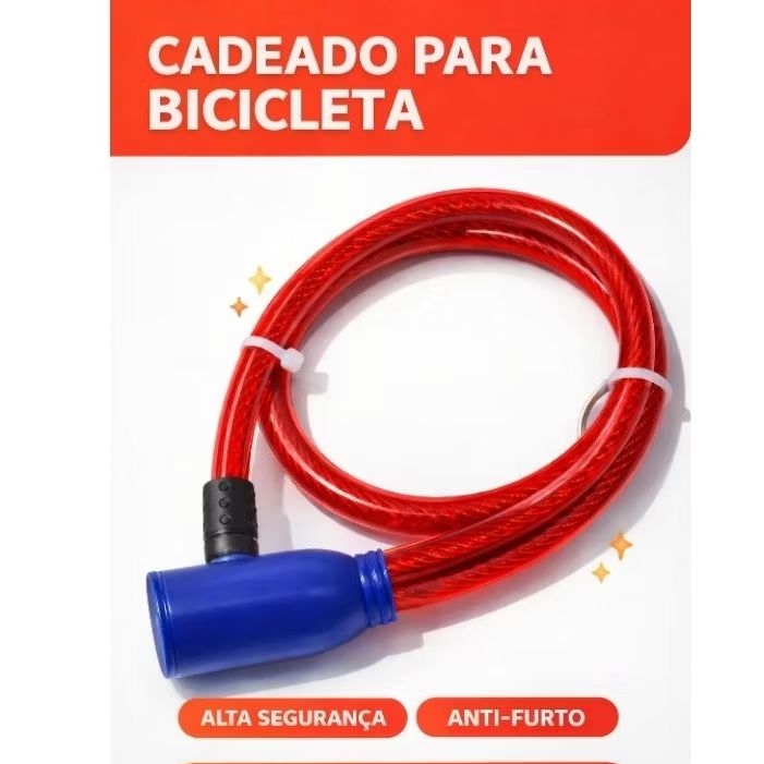Cadeado para Bicicleta com Chave Cabo de Aço Revestido Anti-Furto Alta Segurança Bike Moto em Oferta na Shopee