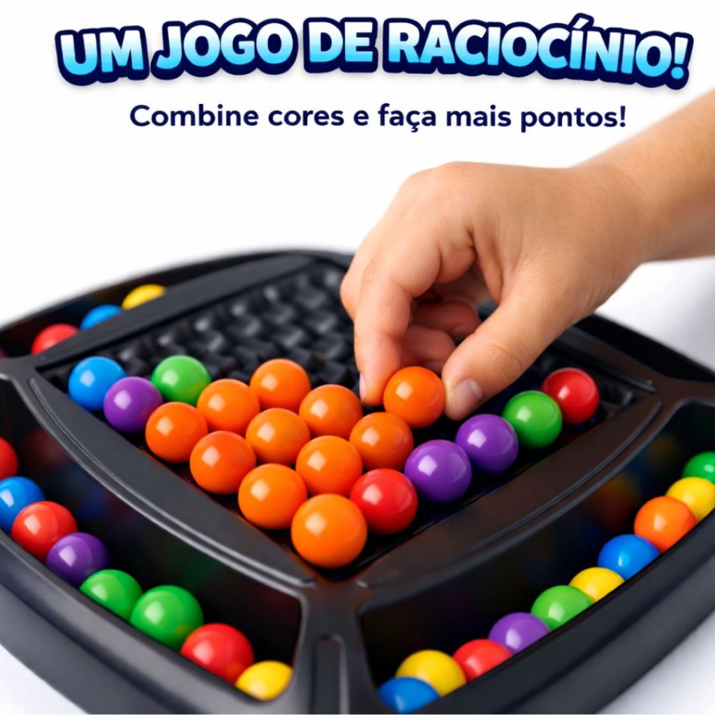 Detalhes do Jogo de Tabuleiro Desafio da Bolinhas Colorido Educacional Sensorial Interativo Crianças e Adultos