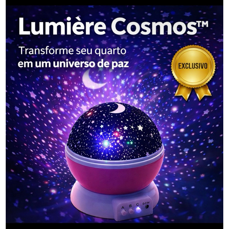 Imagem Luminária Projetor Céu Estrelado LED RGB 360° Lumière Cosmos™ Luz Noturna Rotativa Decorativa Quarto Relaxante