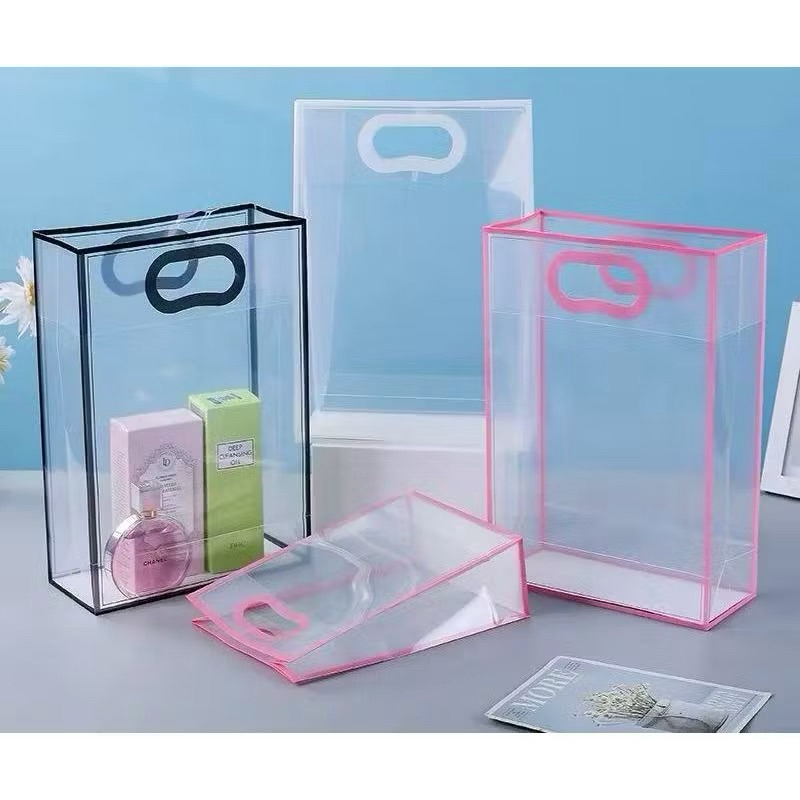 12sacola Transparente Fosca Pvc Alça Plana 18x26x8cm