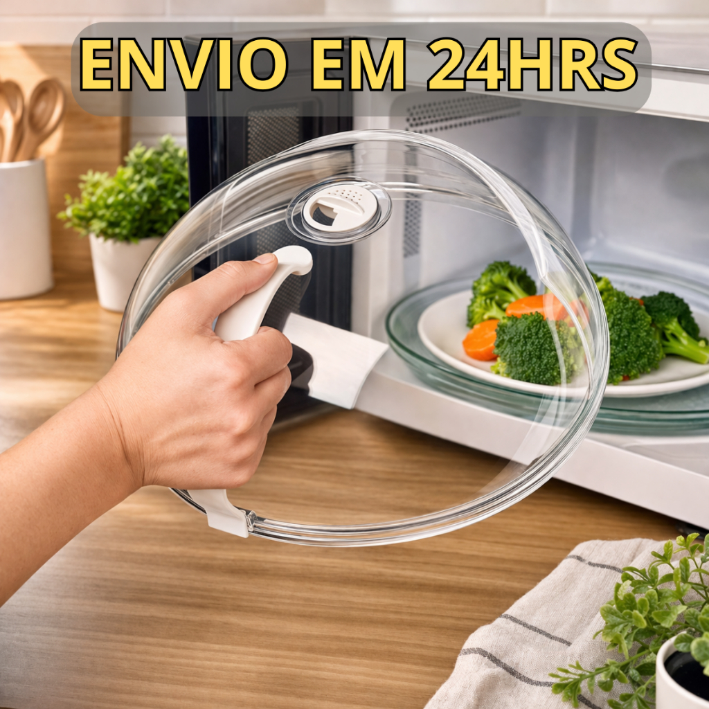 Tampa Microondas Anti-Respingo Com Alça e Transparente Anti Sujeira Com Válvula Livre de BPA Premium