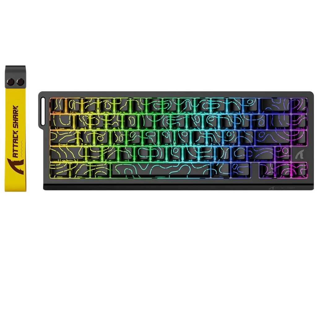 Teclado Gamer Magnético ATTACK SHARK X68HE Hall Effect Rapid Trigger USB-C RGB 65% 8K E-Sports De Eixo 0.01mm RT Precisã