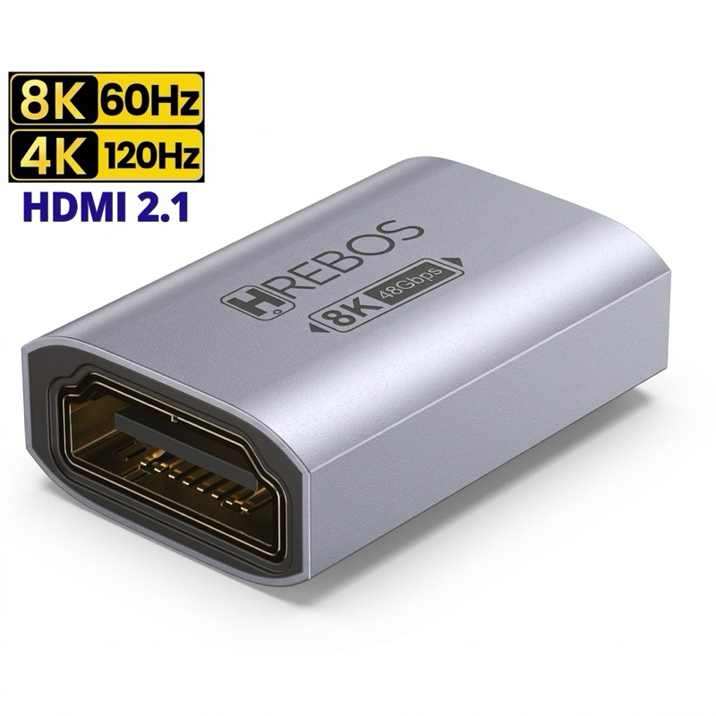 Adaptador HDMI Fêmea x Fêmea Hrebos Premium Emenda Extensor HDMI 4K/8K Compatível TV Monitor Console Pc Iphone