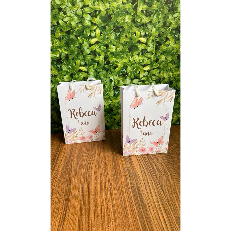 Sacola Personalizada  | Lembrancinha Infantil com Alça | Festa Aniversário Jardim Encantado Aquarela